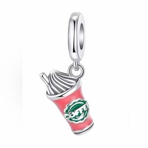 Silver & Pink Dangle Coffee Cup Charm